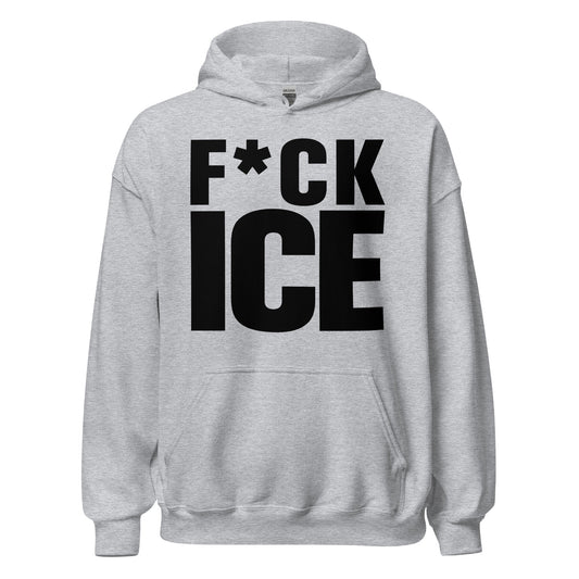 Grey Hoodie with Black "F*CK ICE" text