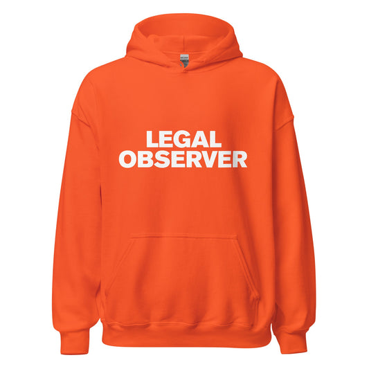 Orange Hoodie with White "LEGAL OBSERVER" text